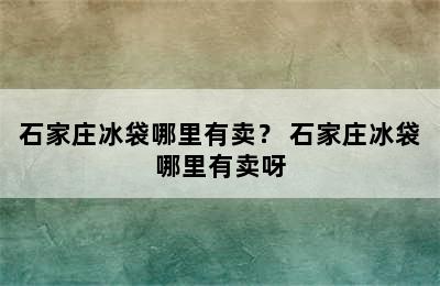 石家庄冰袋哪里有卖？ 石家庄冰袋哪里有卖呀